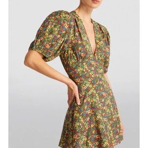 DOEN Emilia Dress in Green Valley Floral Mini Puffsleeve Dress Size L